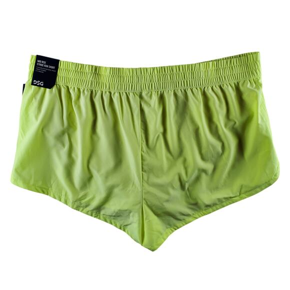 DSG Womens Size 2XL Mid Rise Running Shorts Lo Vis Yellow 3in Inseam Lined New - Picture 2 of 7